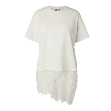 PIECES MAVE LACE T- SHIRT CLOUD DANCER - 17169693